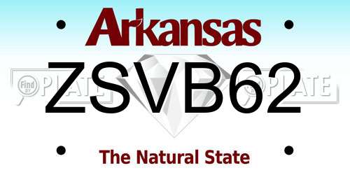 ZSVB62 Arkansas License Plate