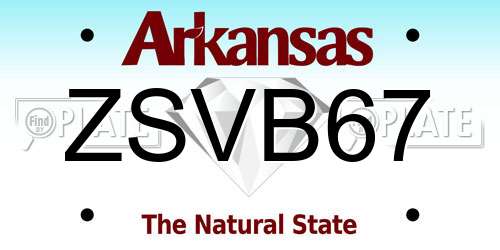 ZSVB67 Arkansas License Plate