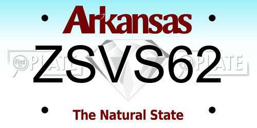 ZSVS62 Arkansas License Plate