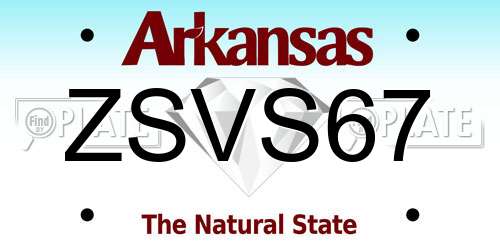 ZSVS67 Arkansas License Plate