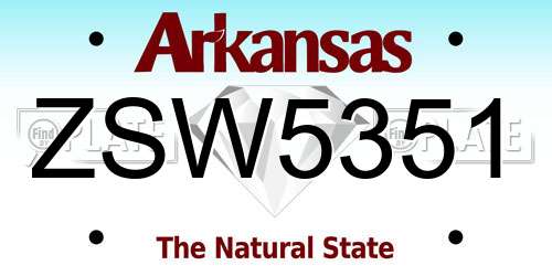 ZSW5351 Arkansas License Plate