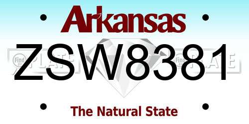 ZSW8381 Arkansas License Plate