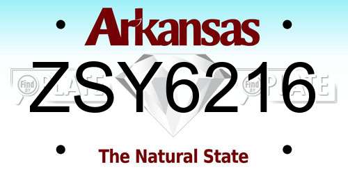 ZSY6216 Arkansas License Plate