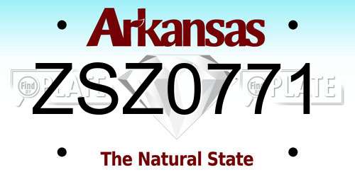 ZSZ0771 Arkansas License Plate