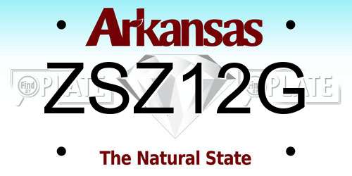 ZSZ12G Arkansas License Plate