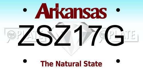 ZSZ17G Arkansas License Plate