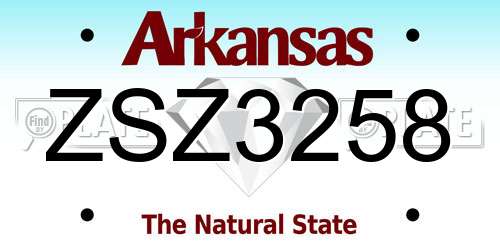 ZSZ3258 Arkansas License Plate