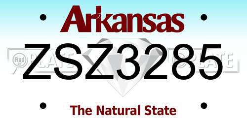 ZSZ3285 Arkansas License Plate
