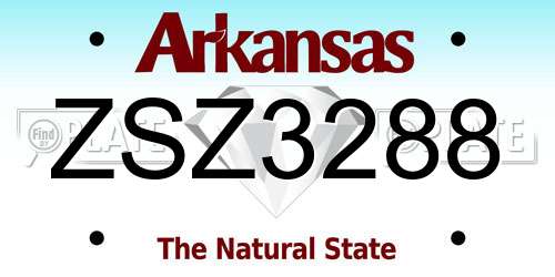 ZSZ3288 Arkansas License Plate