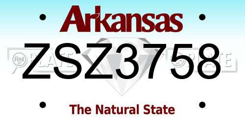 ZSZ3758 Arkansas License Plate