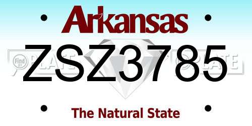 ZSZ3785 Arkansas License Plate