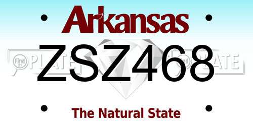 ZSZ468 Arkansas License Plate