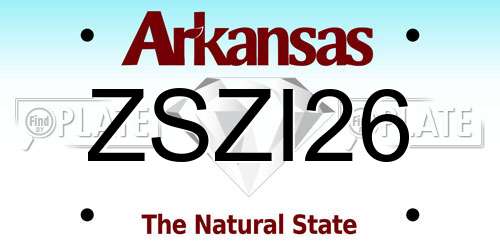 ZSZI26 Arkansas License Plate