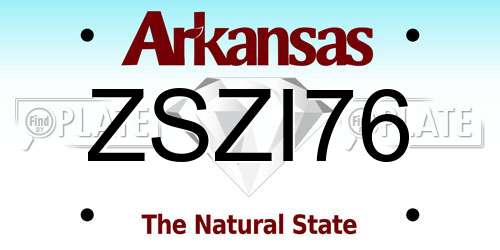 ZSZI76 Arkansas License Plate