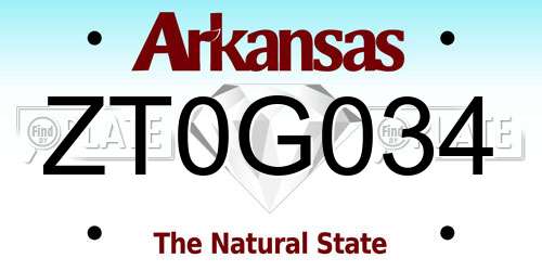 ZT0G034 Arkansas License Plate