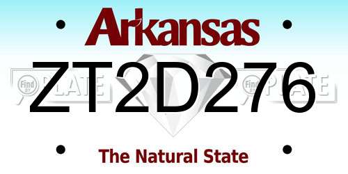 ZT2D276 Arkansas License Plate