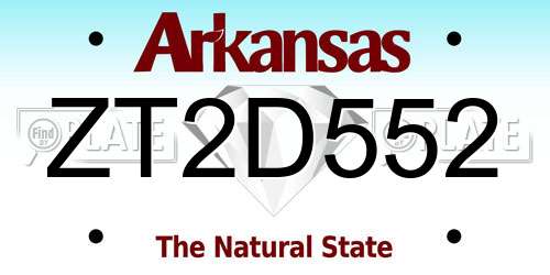 ZT2D552 Arkansas License Plate
