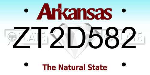 ZT2D582 Arkansas License Plate