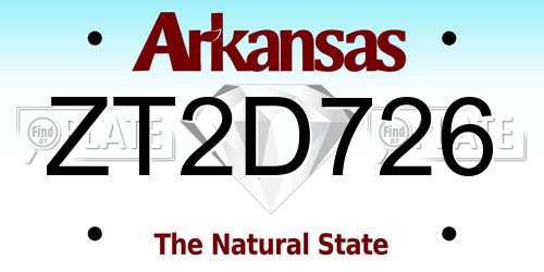 ZT2D726 Arkansas License Plate