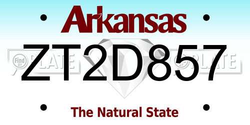 ZT2D857 Arkansas License Plate
