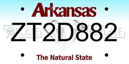 ZT2D882 Arkansas License Plate