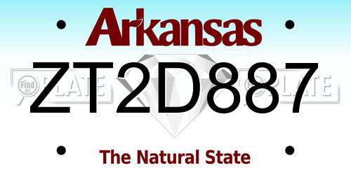 ZT2D887 Arkansas License Plate