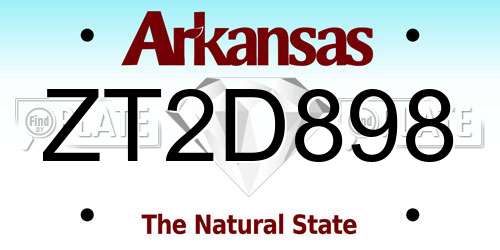 ZT2D898 Arkansas License Plate