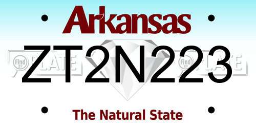 ZT2N223 Arkansas License Plate