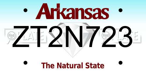 ZT2N723 Arkansas License Plate