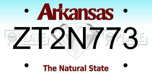 ZT2N773 Arkansas License Plate