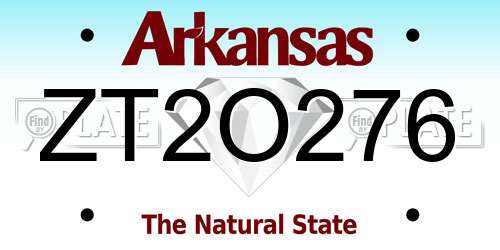 ZT2O276 Arkansas License Plate