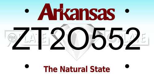 ZT2O552 Arkansas License Plate
