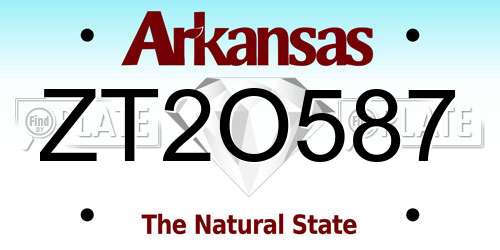 ZT2O587 Arkansas License Plate