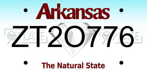 ZT2O776 Arkansas License Plate