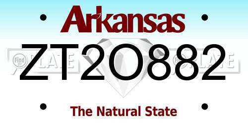 ZT2O882 Arkansas License Plate