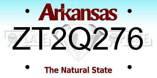 ZT2Q276 Arkansas License Plate