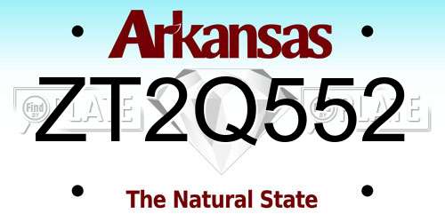 ZT2Q552 Arkansas License Plate