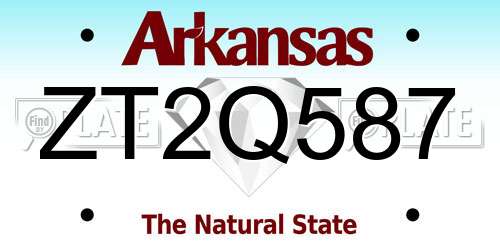 ZT2Q587 Arkansas License Plate