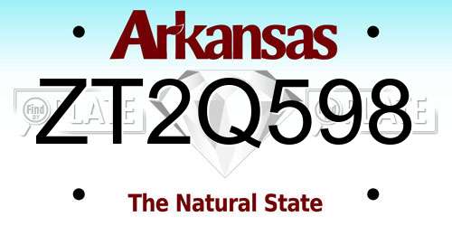 ZT2Q598 Arkansas License Plate