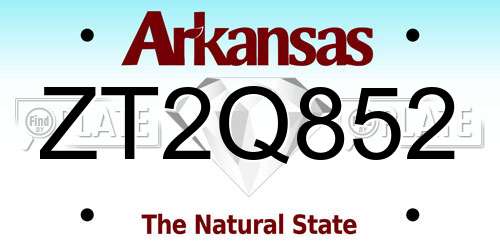 ZT2Q852 Arkansas License Plate