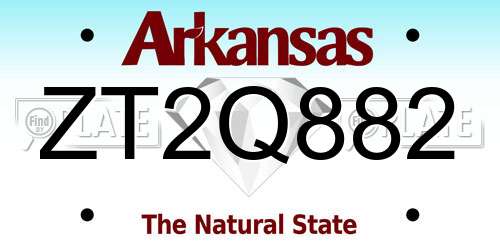 ZT2Q882 Arkansas License Plate