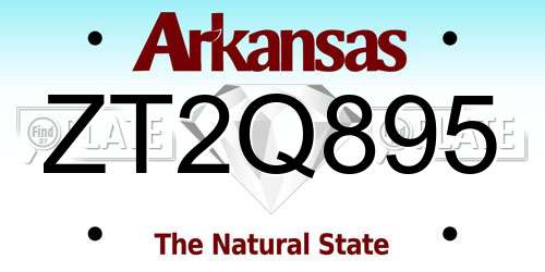 ZT2Q895 Arkansas License Plate