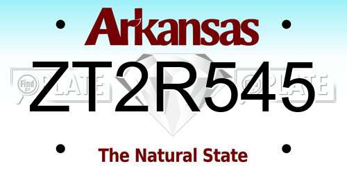 ZT2R545 Arkansas License Plate