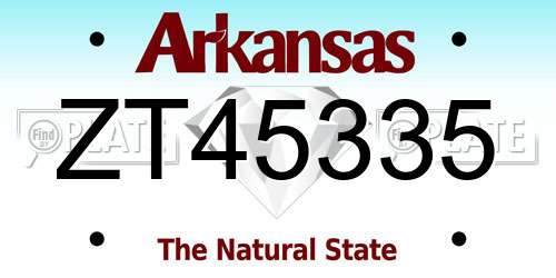 ZT45335 Arkansas License Plate