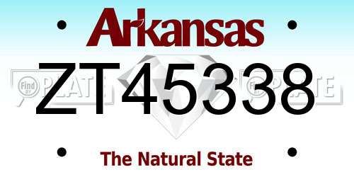 ZT45338 Arkansas License Plate