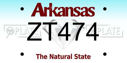 ZT474 Arkansas License Plate