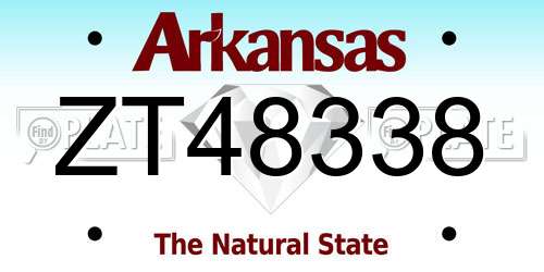 ZT48338 Arkansas License Plate