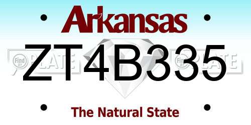 ZT4B335 Arkansas License Plate