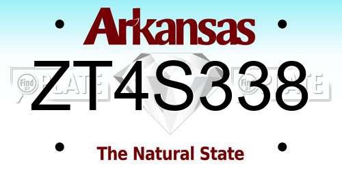 ZT4S338 Arkansas License Plate