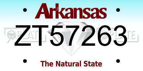 ZT57263 Arkansas License Plate